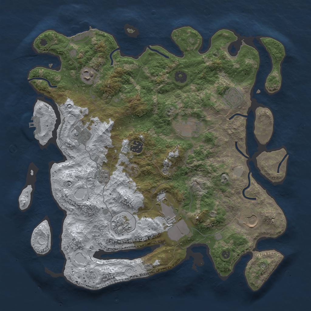 Rust Map: Procedural Map, Size: 3750, Seed: 631589614, 18 Monuments