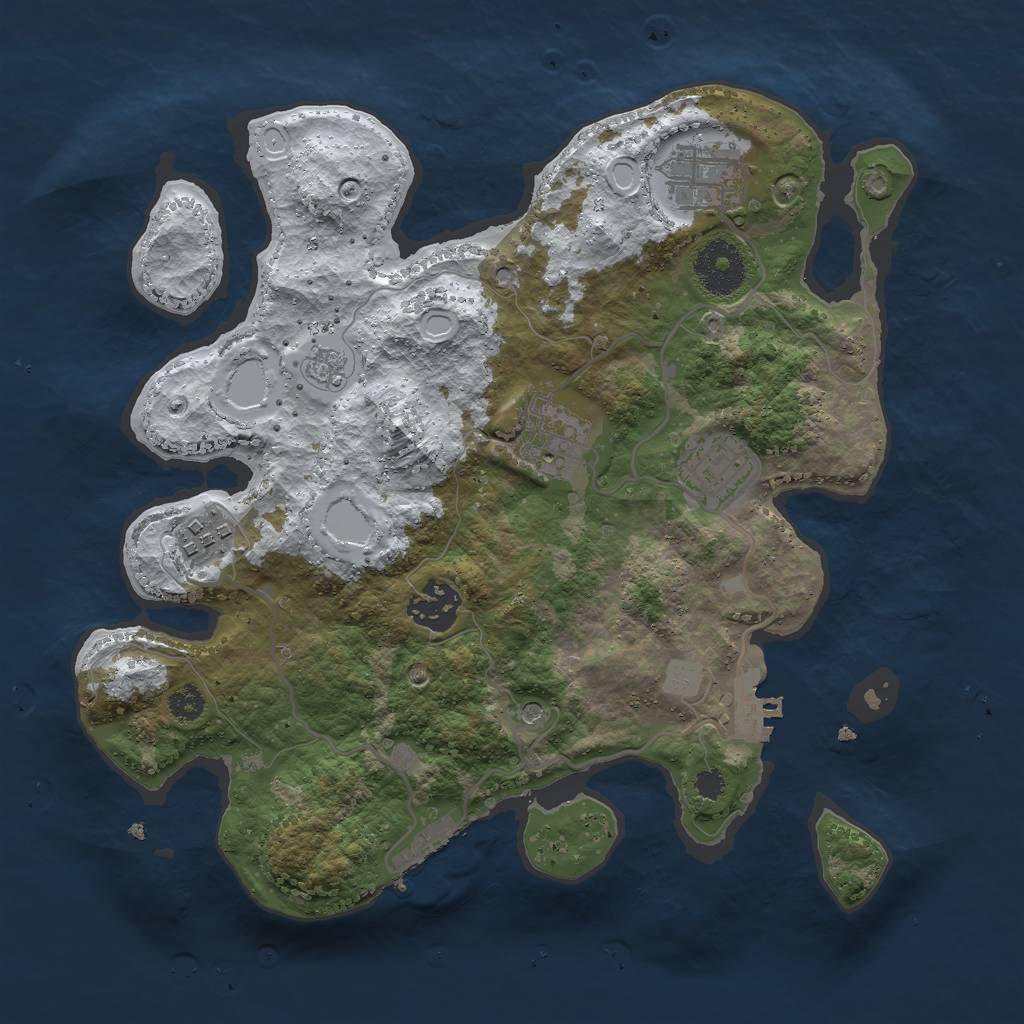 Rust Map: Procedural Map, Size: 3000, Seed: 1086278113, 14 Monuments