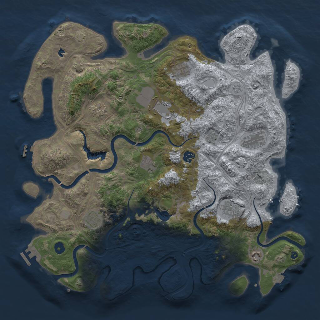 Rust Map: Procedural Map, Size: 4250, Seed: 2047021456, 16 Monuments