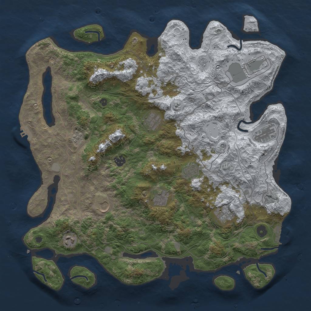 Rust Map: Procedural Map, Size: 4250, Seed: 69999579, 19 Monuments