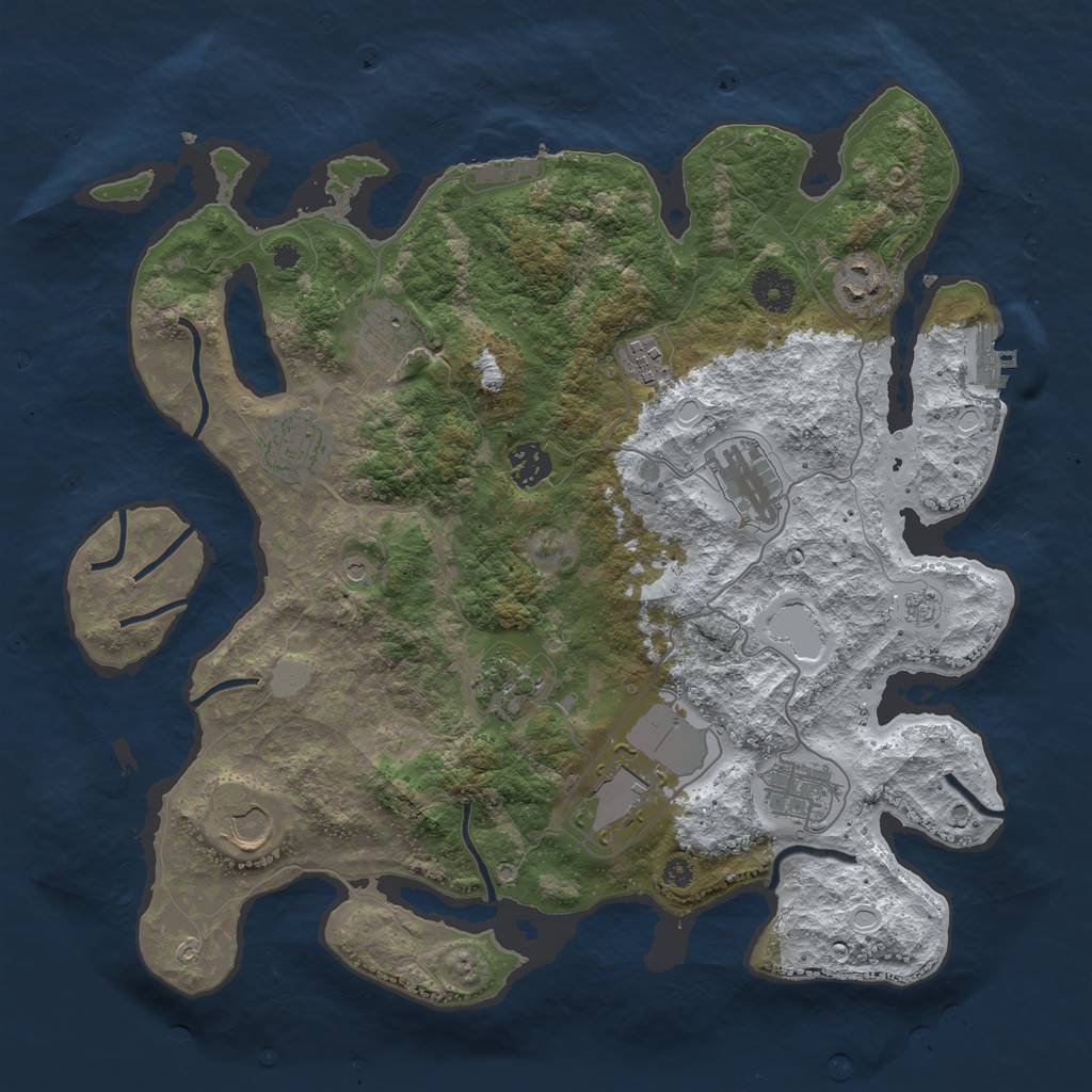 Rust Map: Procedural Map, Size: 3750, Seed: 1301732090, 19 Monuments