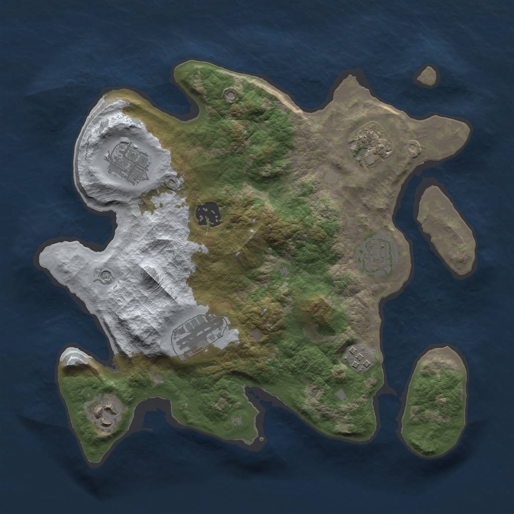 Rust Map: Barren, Size: 3000, Seed: 1291722910, 10 Monuments