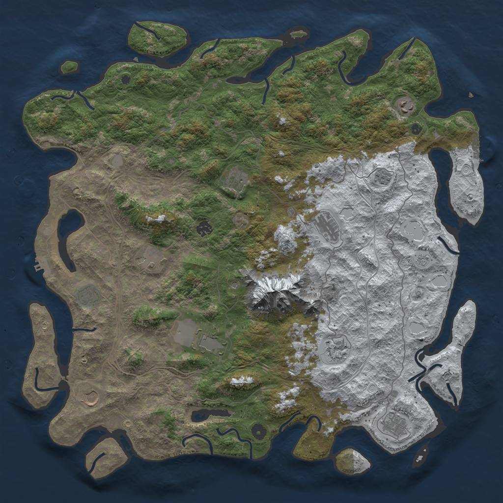 Rust Map: Procedural Map, Size: 5000, Seed: 662290, 20 Monuments