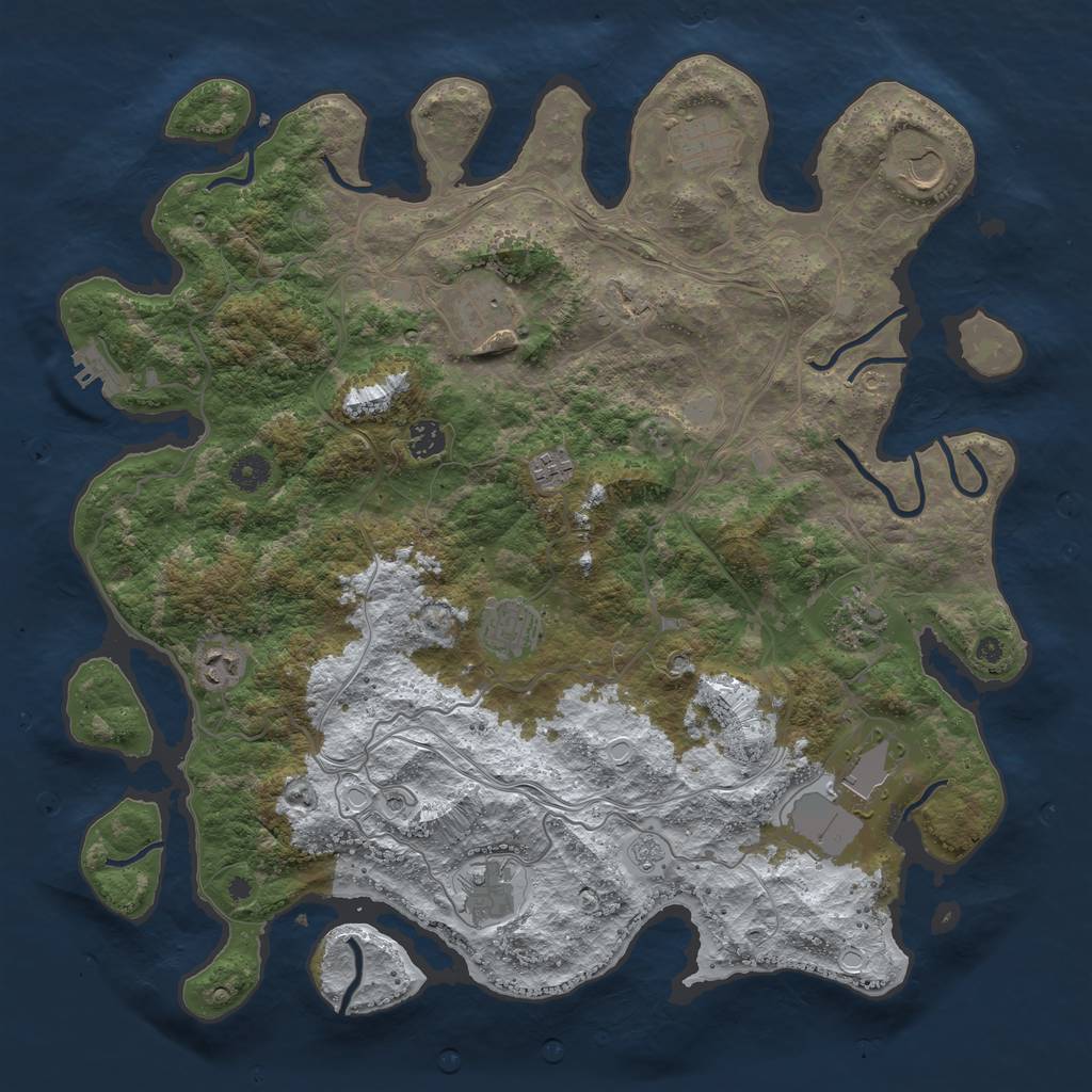 Rust Map: Procedural Map, Size: 4250, Seed: 318128, 18 Monuments