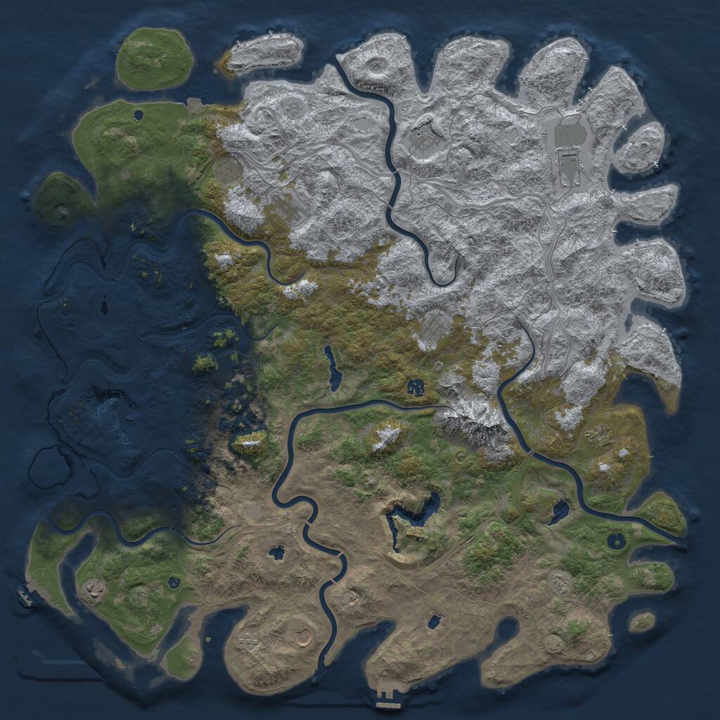 Rust Map: Procedural Map, Size: 6000, Seed: 273694, 17 Monuments