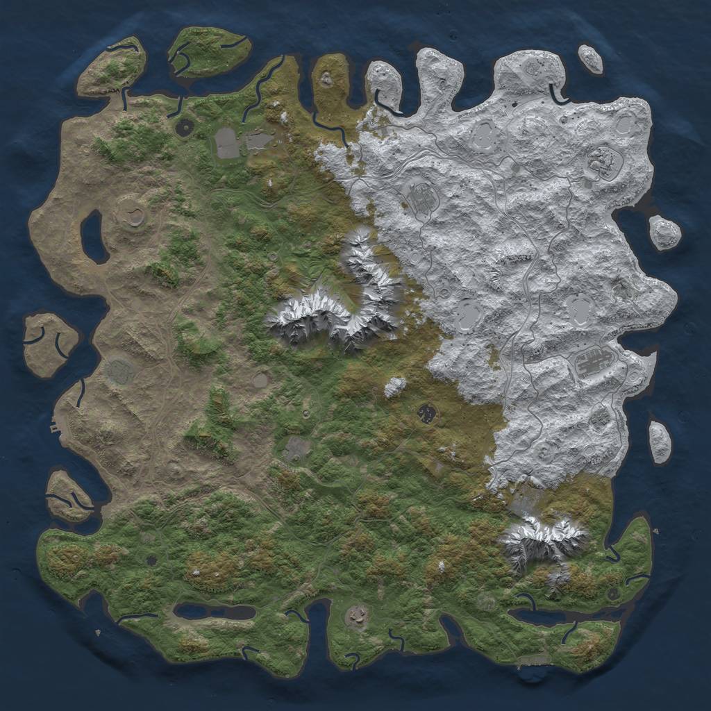 Rust Map: Procedural Map, Size: 6000, Seed: 55658, 20 Monuments