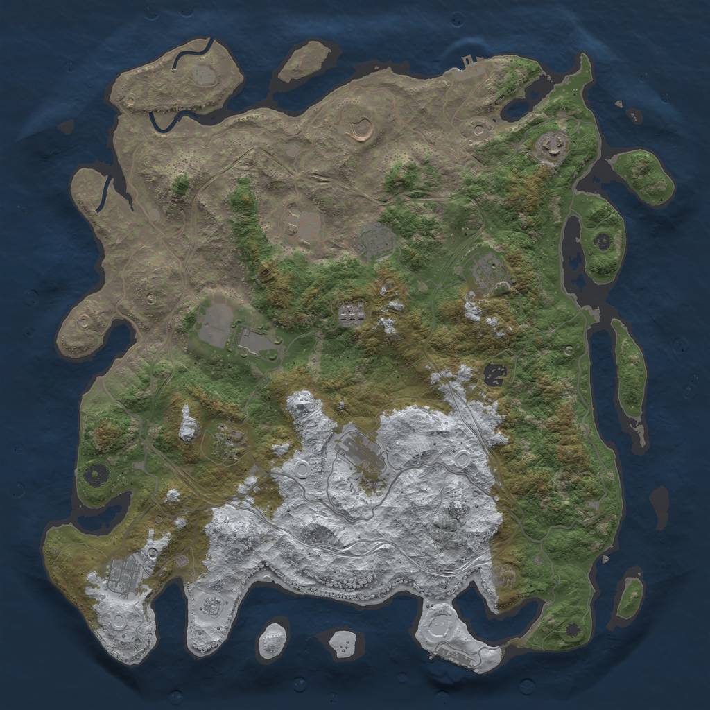 Rust Map: Procedural Map, Size: 4500, Seed: 463277080, 20 Monuments
