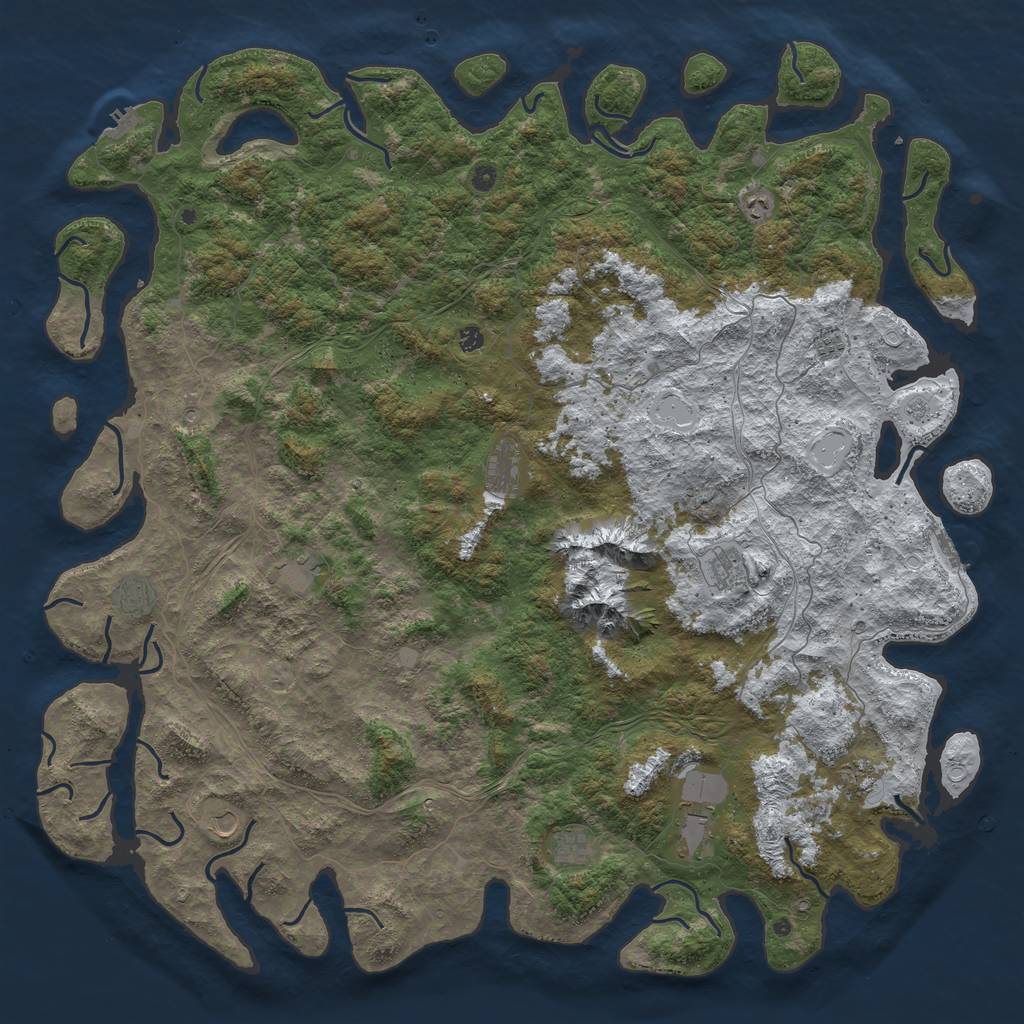 Rust Map: Procedural Map, Size: 6000, Seed: 421170, 20 Monuments