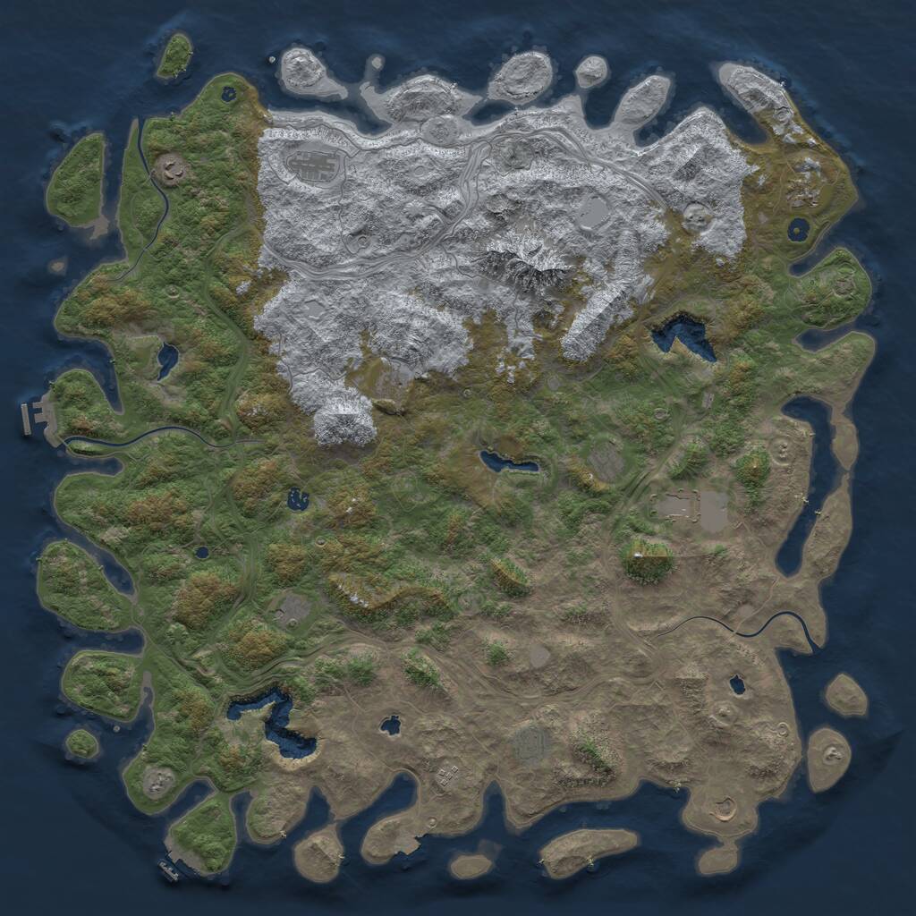 Rust Map: Procedural Map, Size: 6000, Seed: 834296, 17 Monuments