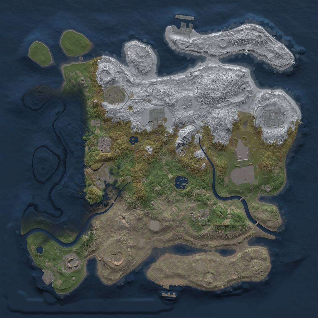 Rust Map: Procedural Map, Size: 3500, Seed: 534883, 16 Monuments