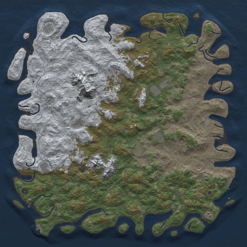 Rust Map: Procedural Map, Size: 6000, Seed: 436009, 20 Monuments