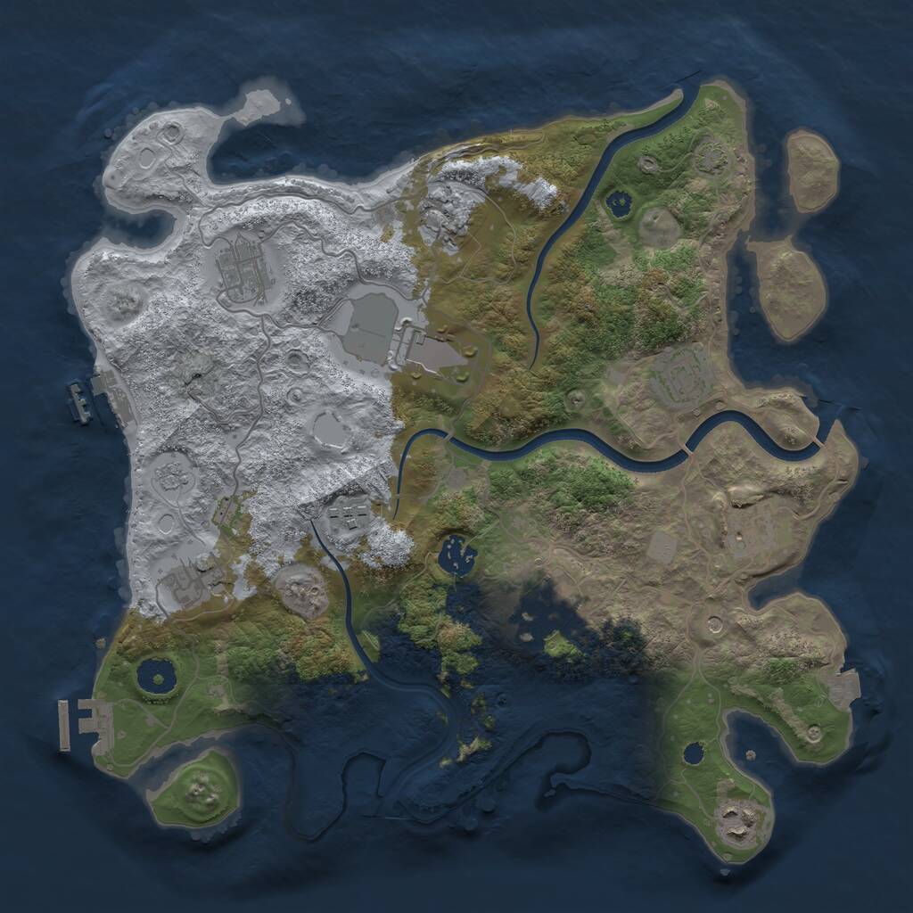 Rust Map: Procedural Map, Size: 3600, Seed: 158986295, 16 Monuments