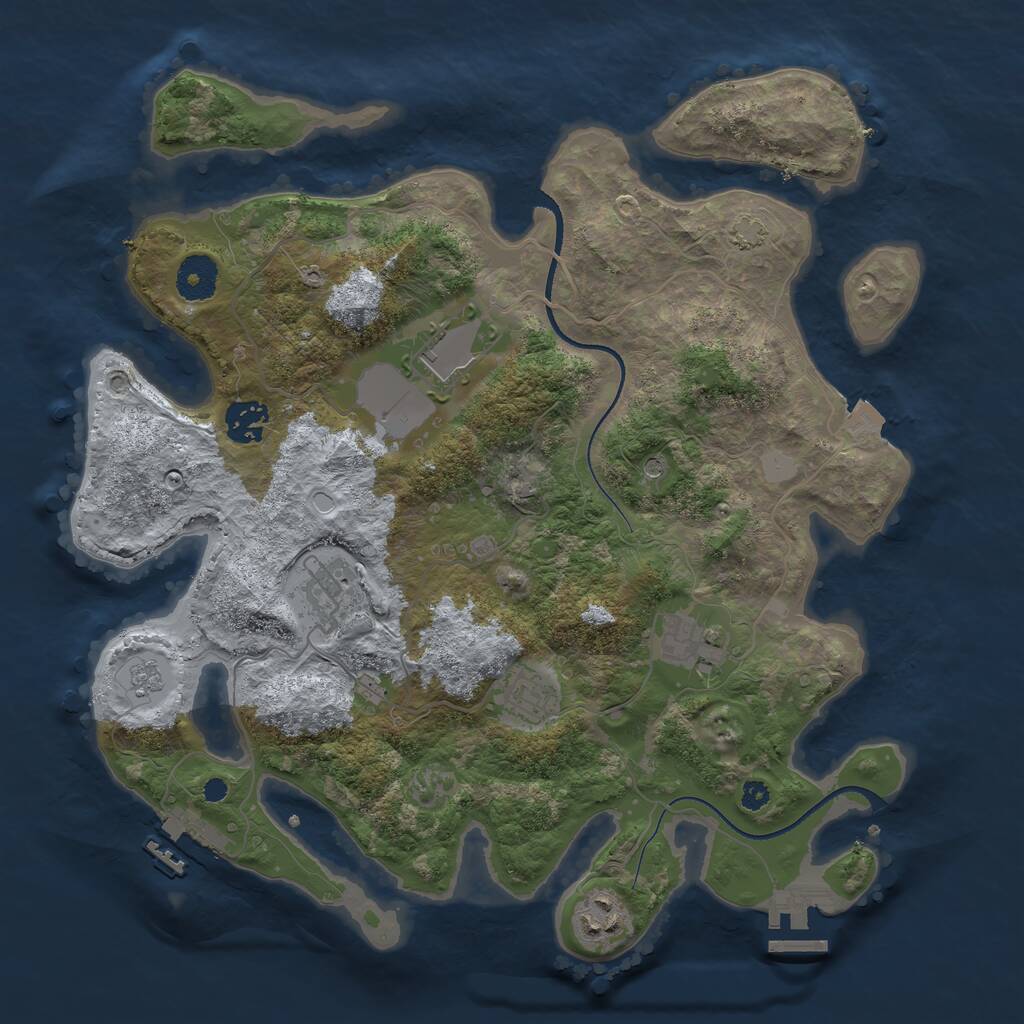 Rust Map: Procedural Map, Size: 3500, Seed: 638976316, 12 Monuments