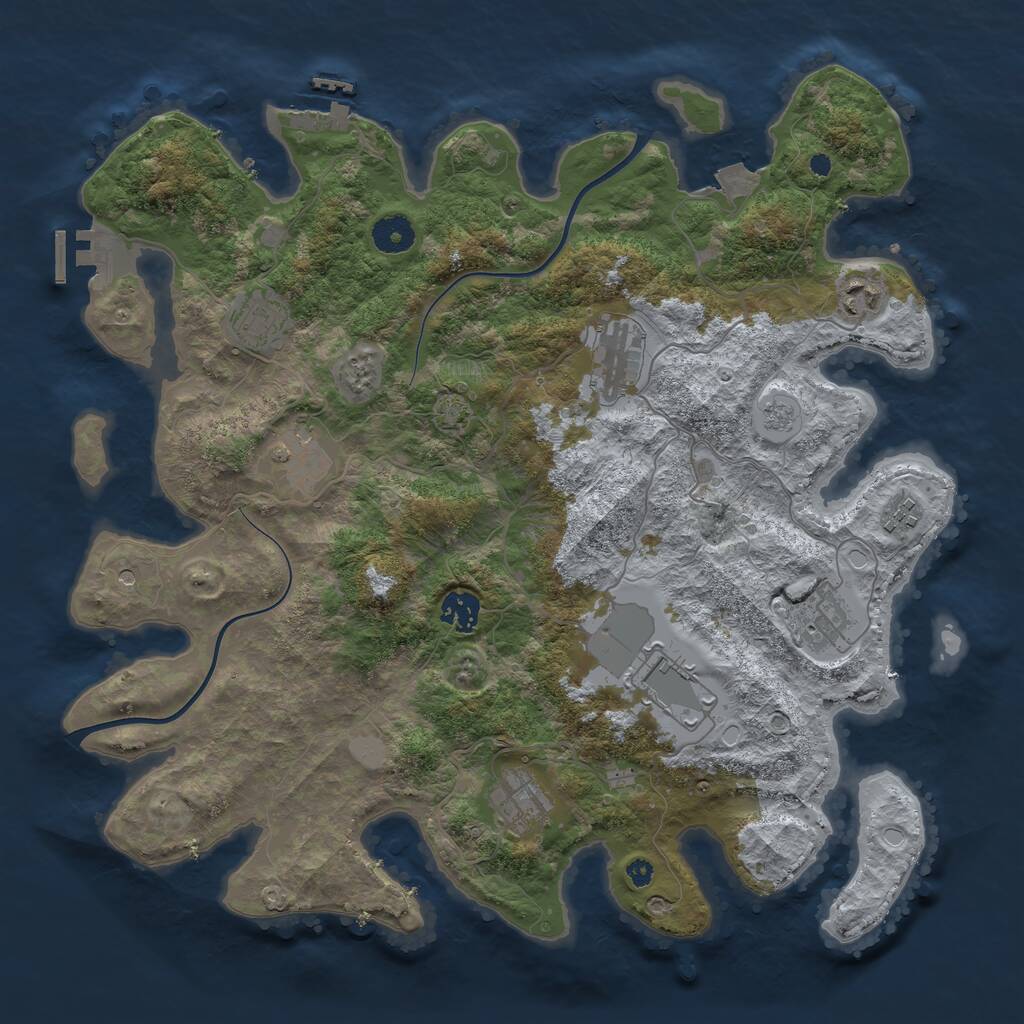 Rust Map: Procedural Map, Size: 3850, Seed: 1830515937, 15 Monuments