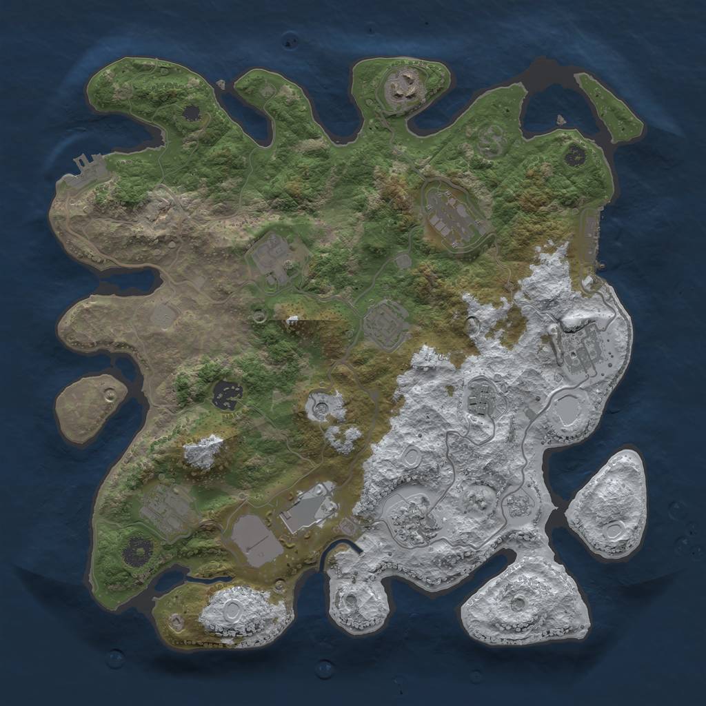 Rust Map: Procedural Map, Size: 3500, Seed: 1500838169, 19 Monuments