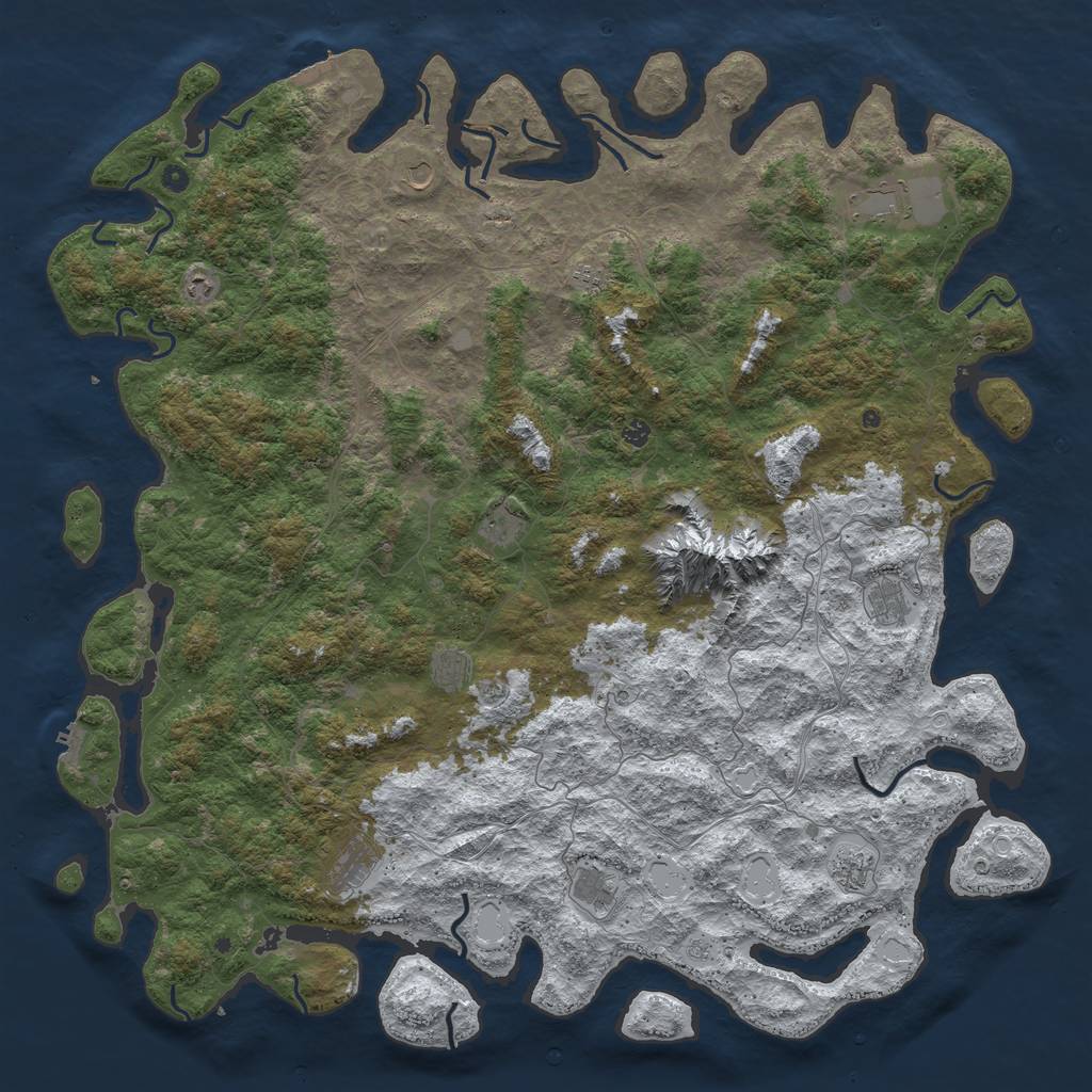 Rust Map: Procedural Map, Size: 6000, Seed: 855180715, 20 Monuments