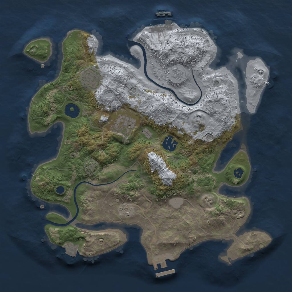 Rust Map: Procedural Map, Size: 3000, Seed: 14643253, 10 Monuments