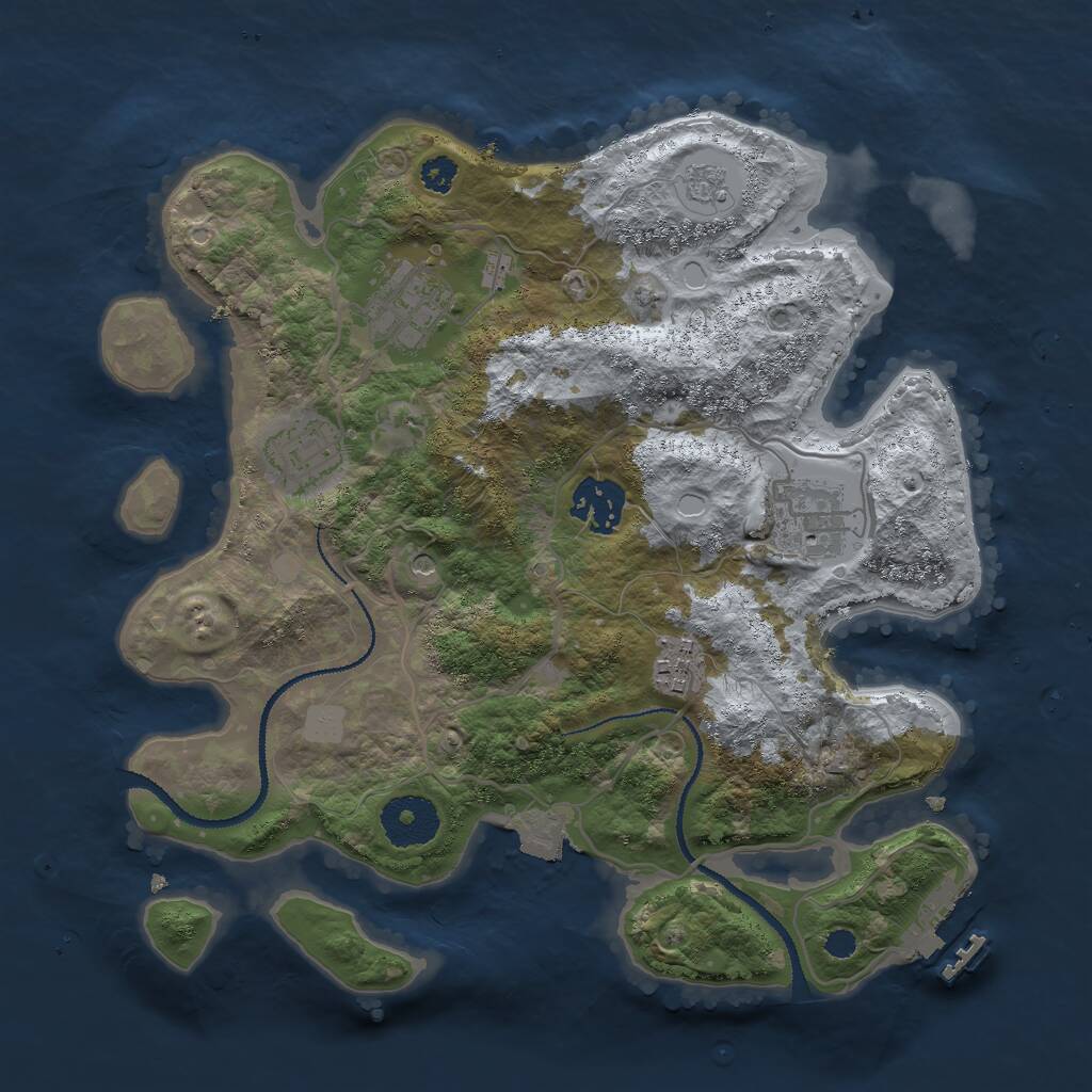 Rust Map: Procedural Map, Size: 3000, Seed: 67968, 9 Monuments
