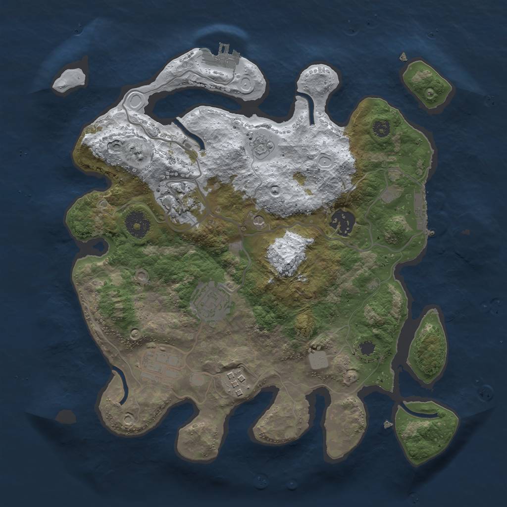 Rust Map: Procedural Map, Size: 3000, Seed: 71841, 14 Monuments