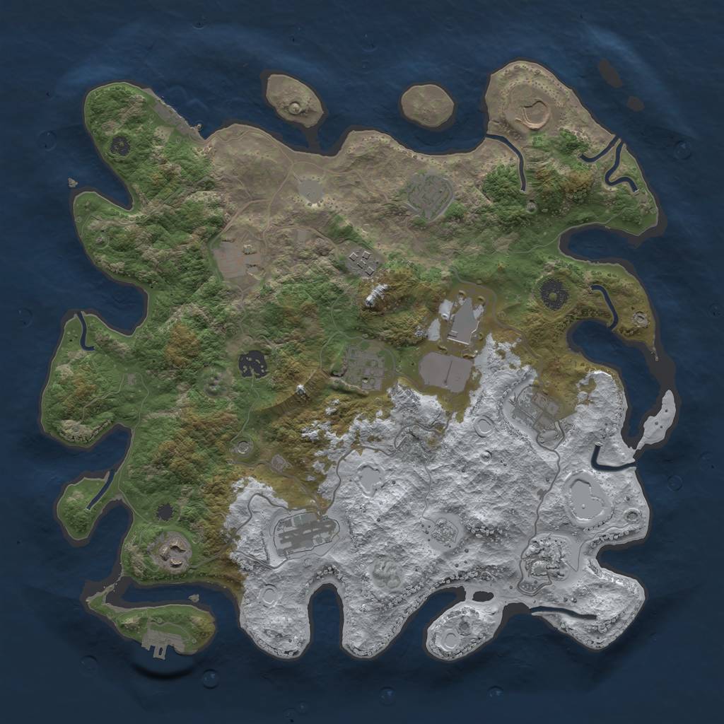 Rust Map: Procedural Map, Size: 3750, Seed: 36998983, 20 Monuments