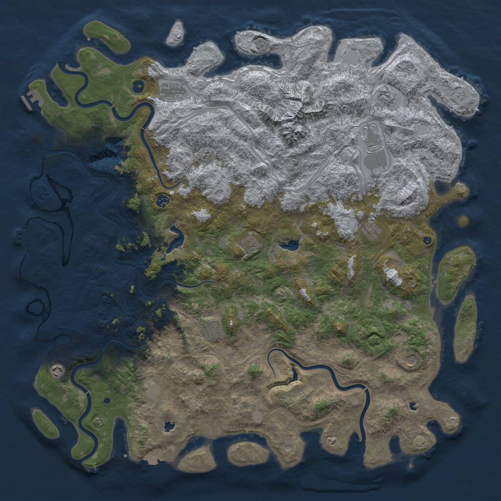 Rust Map: Procedural Map, Size: 6000, Seed: 7142019, 17 Monuments