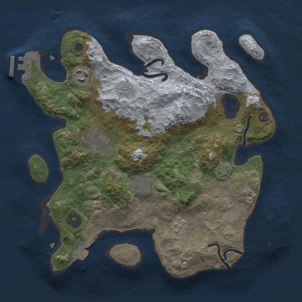 Rust Map: Procedural Map, Size: 3000, Seed: 2112009378, 8 Monuments
