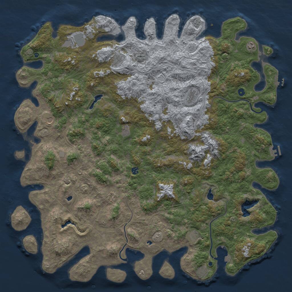 Rust Map: Procedural Map, Size: 6000, Seed: 2065894, 17 Monuments