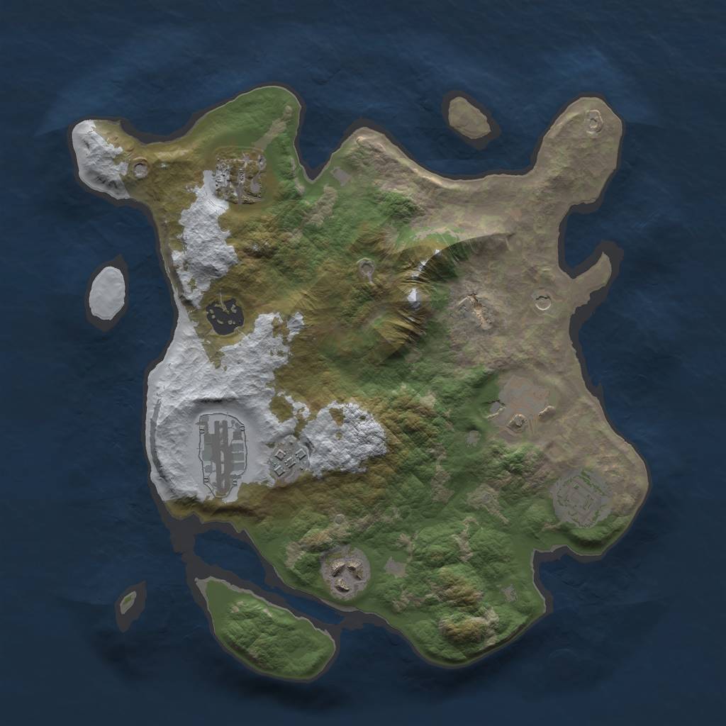 Rust Map: Barren, Size: 3000, Seed: 1608234298, 10 Monuments