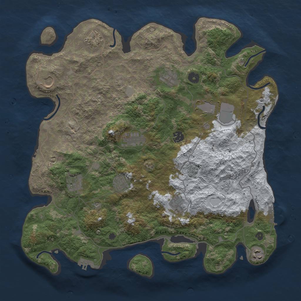 Rust Map: Procedural Map, Size: 4000, Seed: 54625134, 20 Monuments