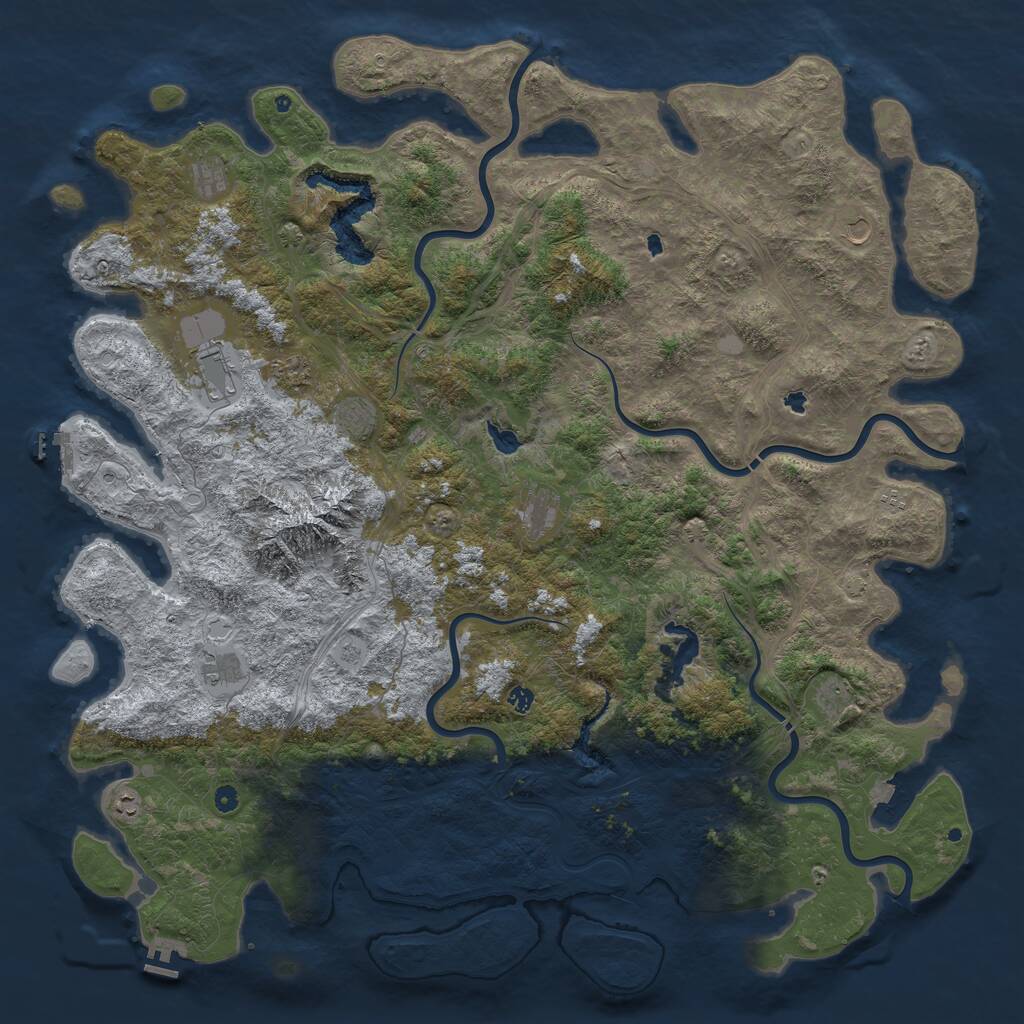 Rust Map: Procedural Map, Size: 6000, Seed: 8780, 17 Monuments