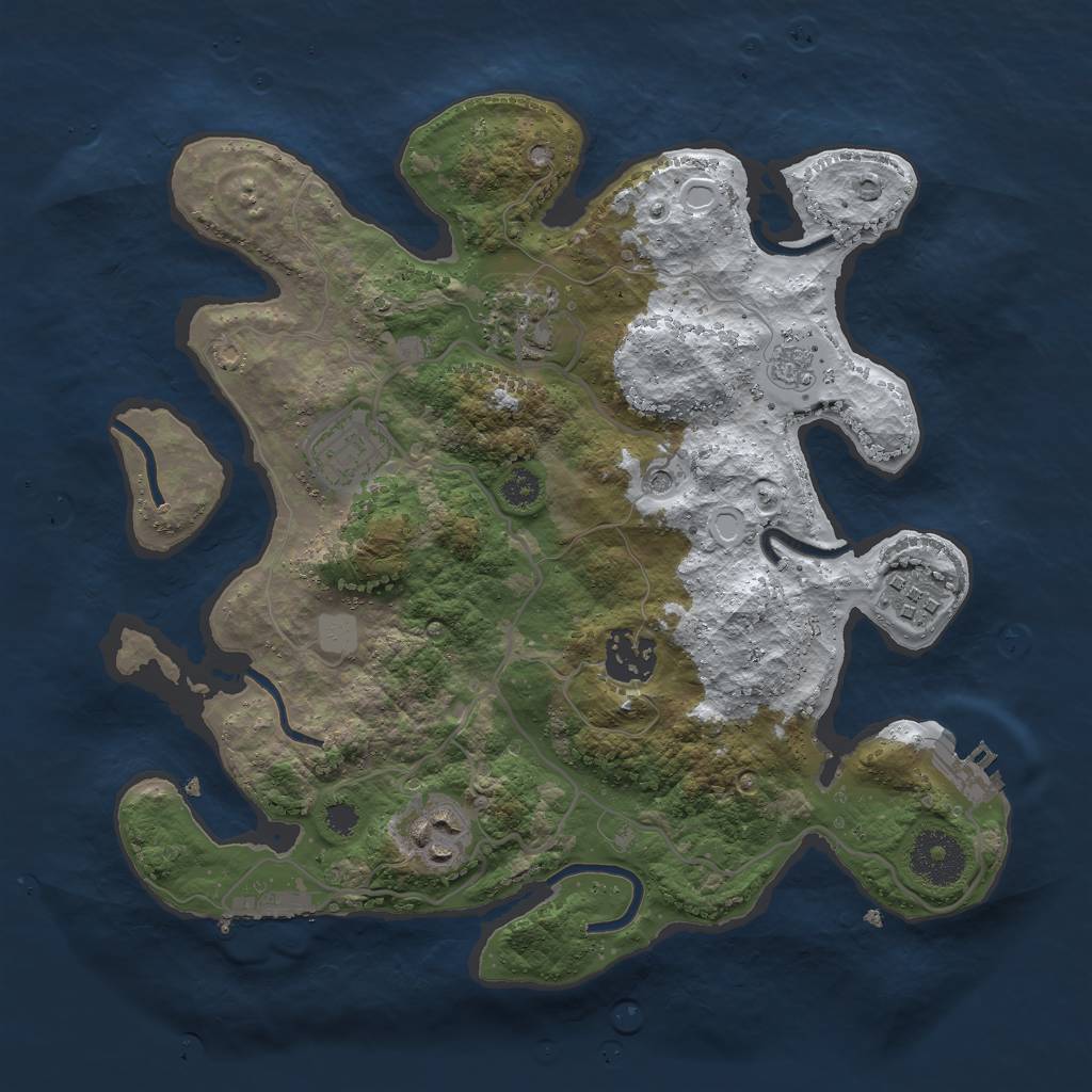Rust Map: Procedural Map, Size: 3000, Seed: 106969, 14 Monuments