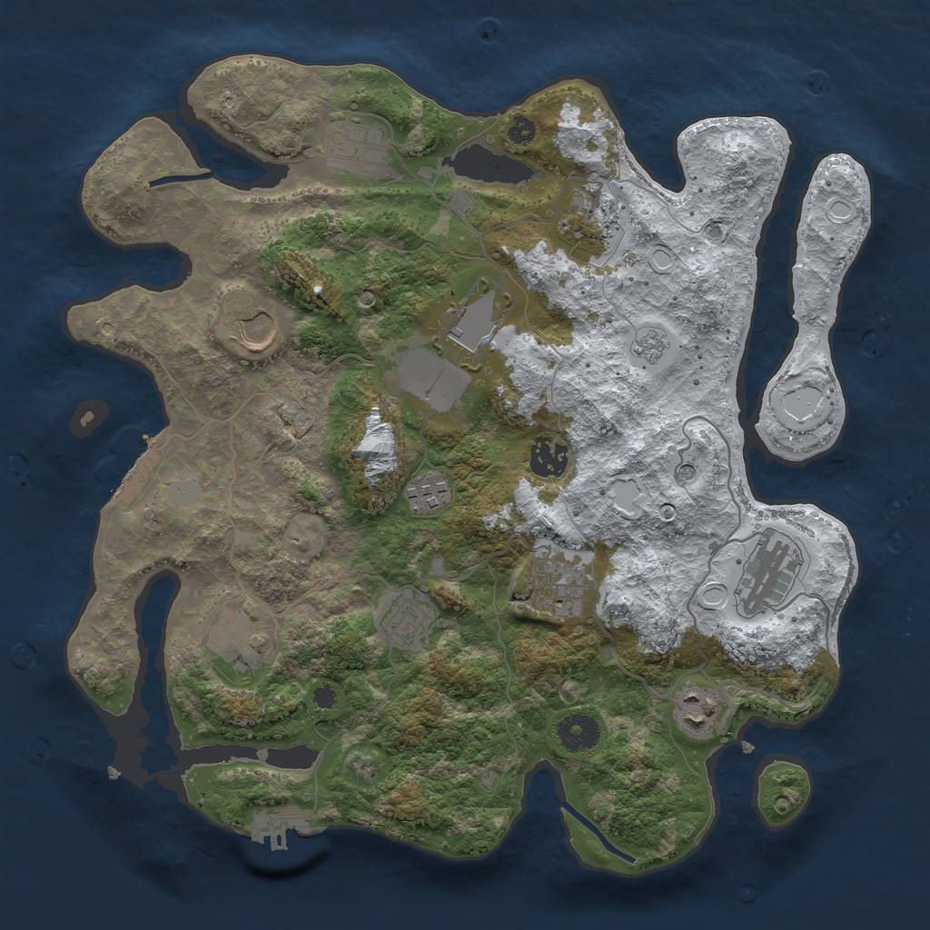 Rust Map: Procedural Map, Size: 3500, Seed: 1990219528, 20 Monuments
