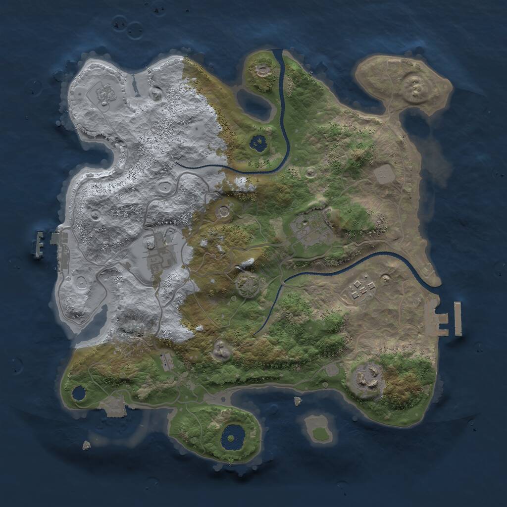 Rust Map: Procedural Map, Size: 3000, Seed: 21230, 10 Monuments