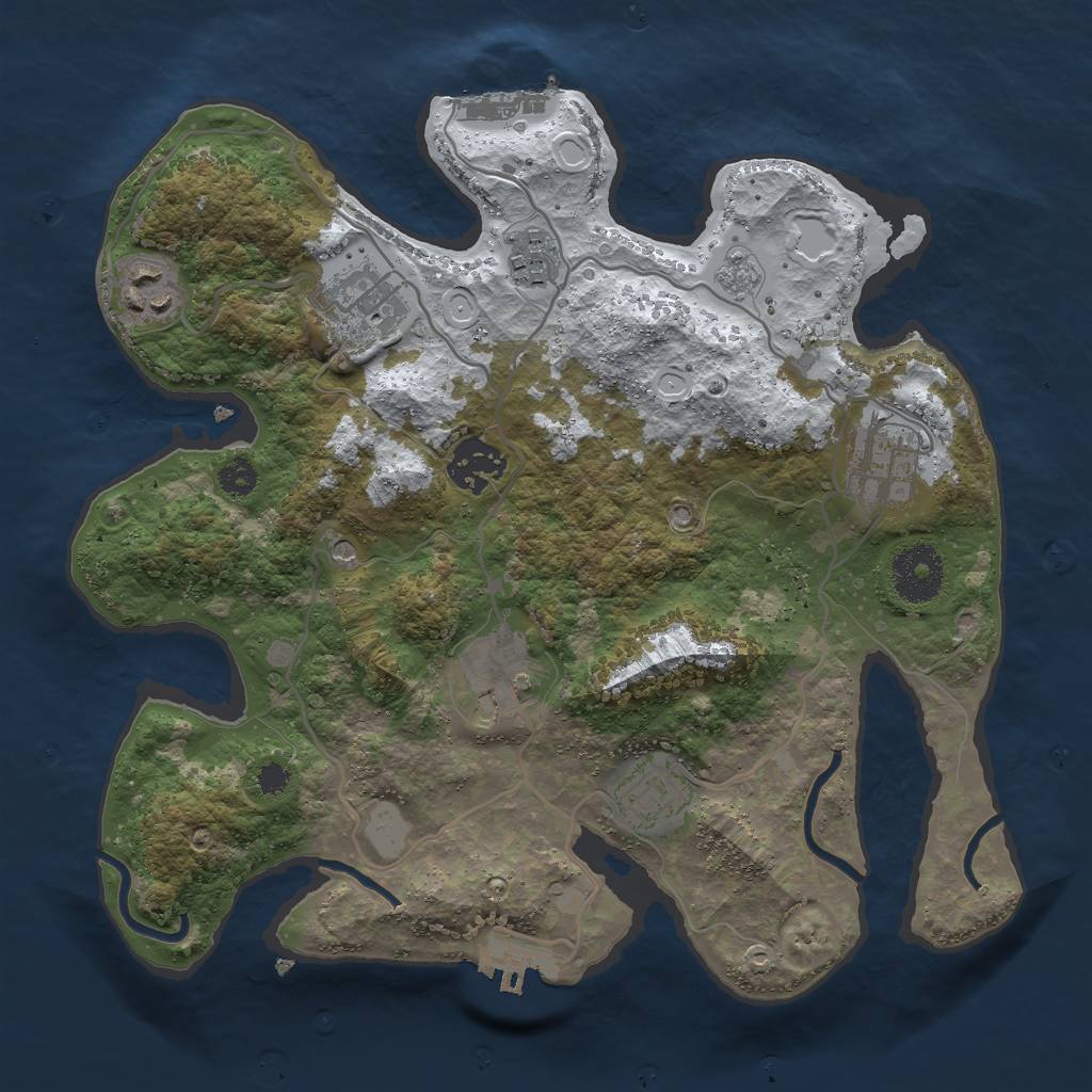 Rust Map: Procedural Map, Size: 3000, Seed: 728200992, 16 Monuments