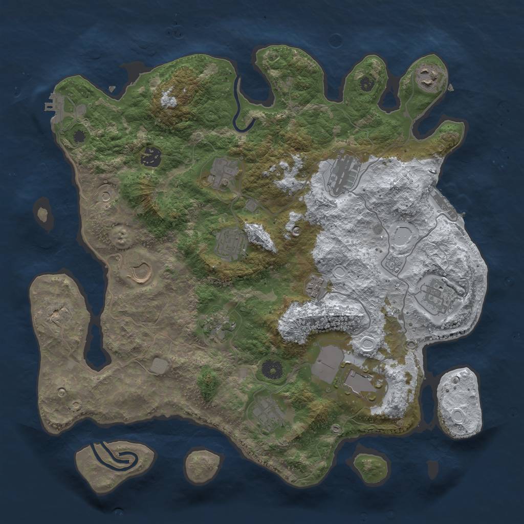 Rust Map: Procedural Map, Size: 3800, Seed: 102966844, 20 Monuments