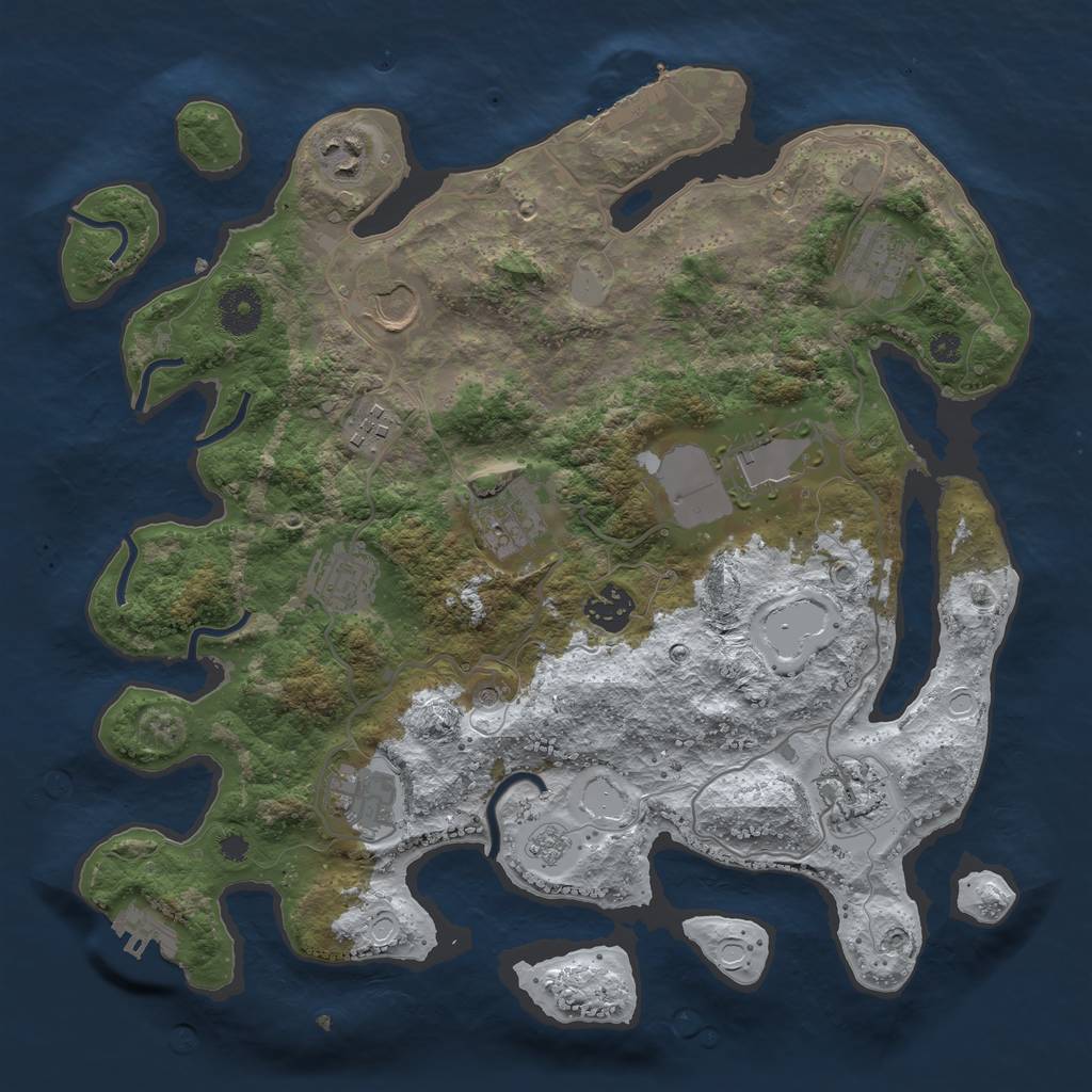 Rust Map: Procedural Map, Size: 3500, Seed: 2039417341, 19 Monuments