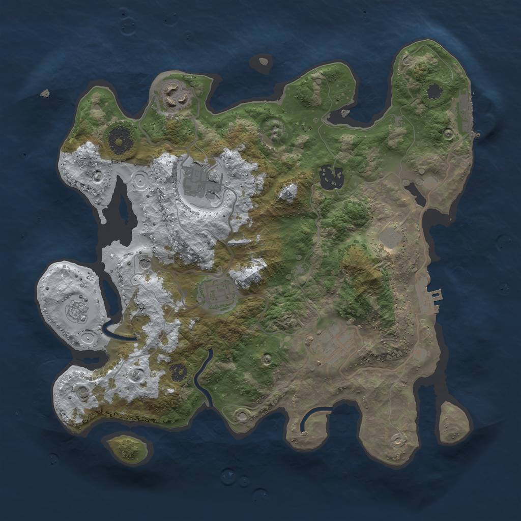 Rust Map: Procedural Map, Size: 3000, Seed: 12354, 14 Monuments