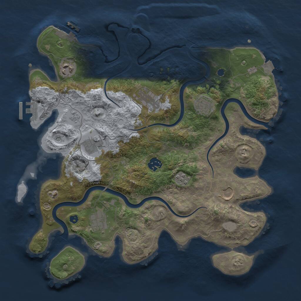 Rust Map: Procedural Map, Size: 3500, Seed: 750000, 14 Monuments