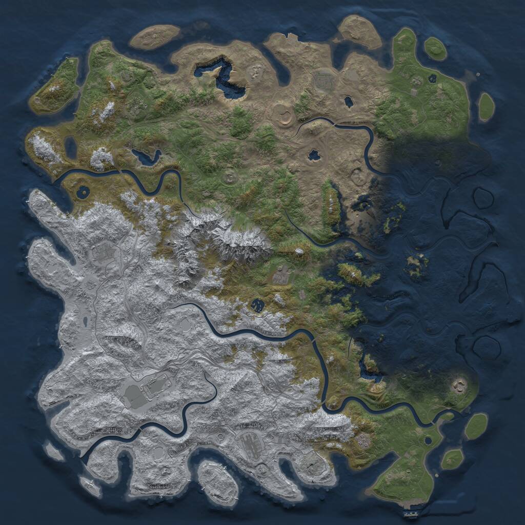 Rust Map: Procedural Map, Size: 6000, Seed: 8888, 17 Monuments