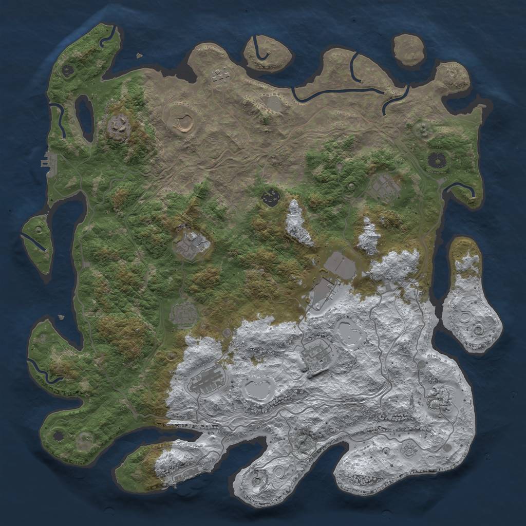 Rust Map: Procedural Map, Size: 4500, Seed: 81762365, 20 Monuments