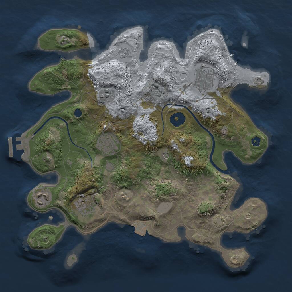 Rust Map: Procedural Map, Size: 3000, Seed: 45882, 10 Monuments