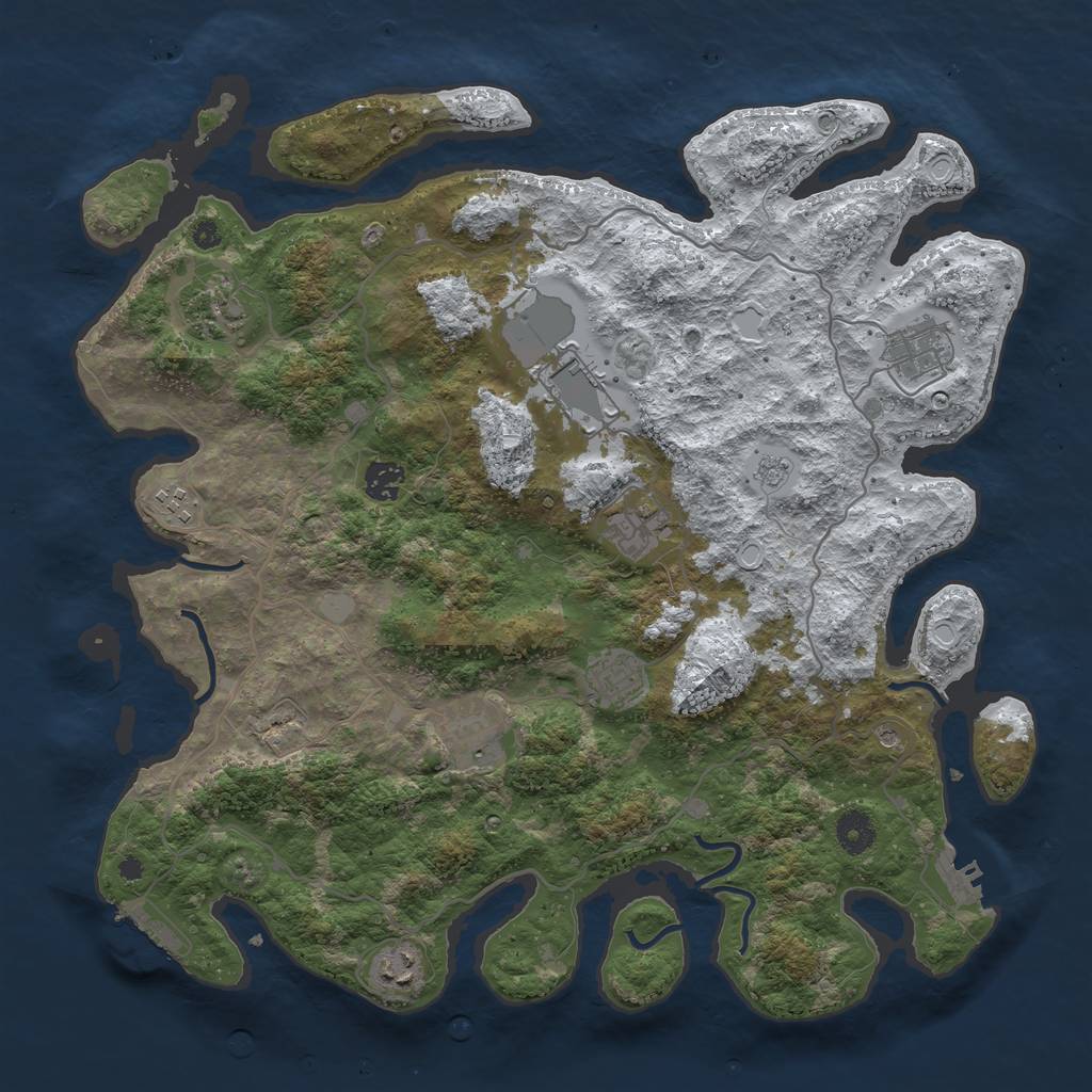 Rust Map: Procedural Map, Size: 4000, Seed: 223154, 18 Monuments