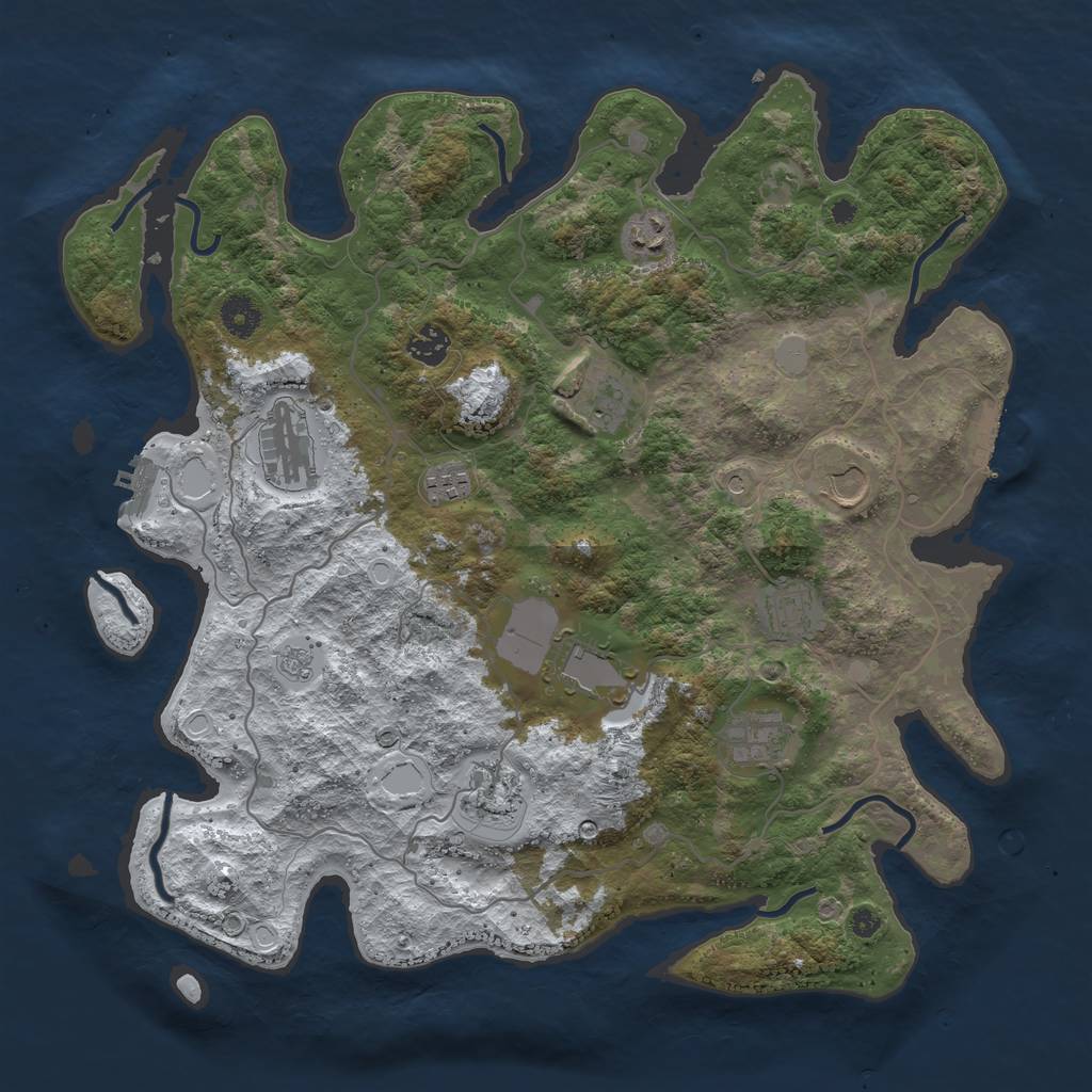 Rust Map: Procedural Map, Size: 4000, Seed: 1972483871, 19 Monuments