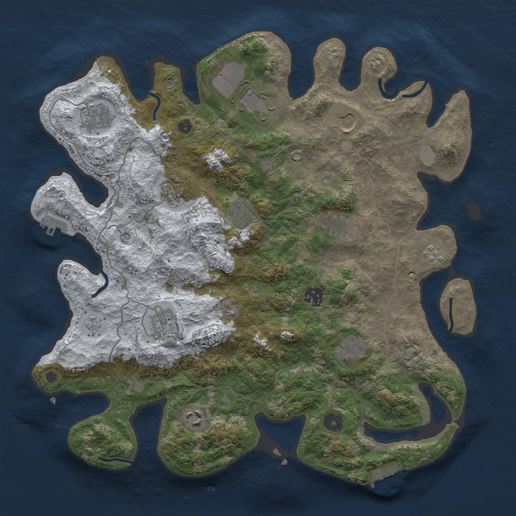 Rust Map: Procedural Map, Size: 4000, Seed: 1968267682, 20 Monuments