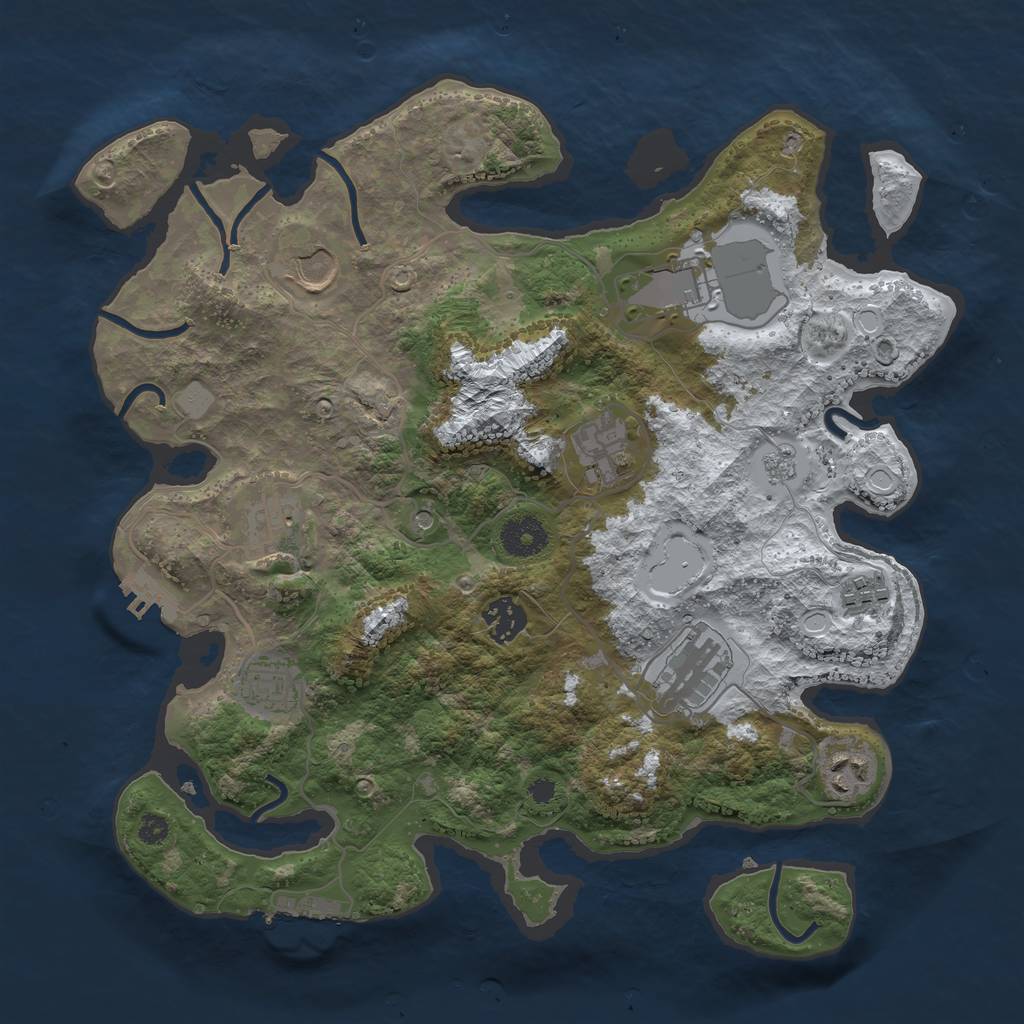 Rust Map: Procedural Map, Size: 3500, Seed: 1576404577, 18 Monuments