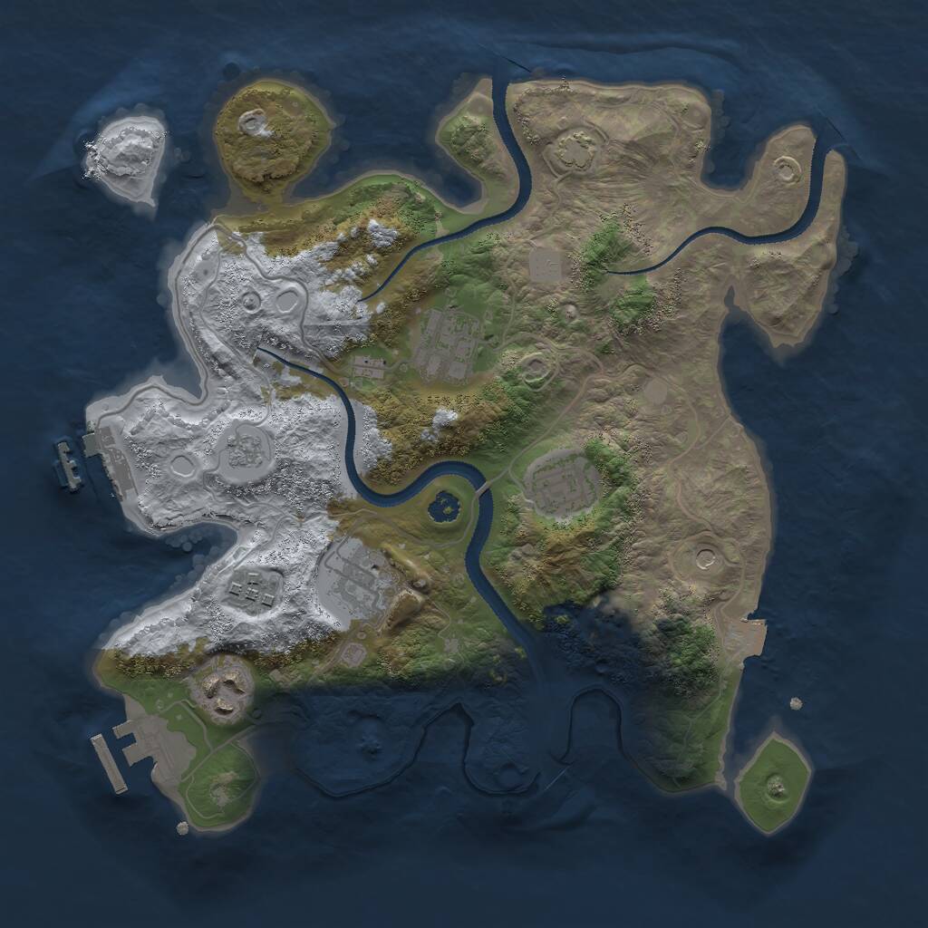 Rust Map: Procedural Map, Size: 3000, Seed: 2042916533, 11 Monuments