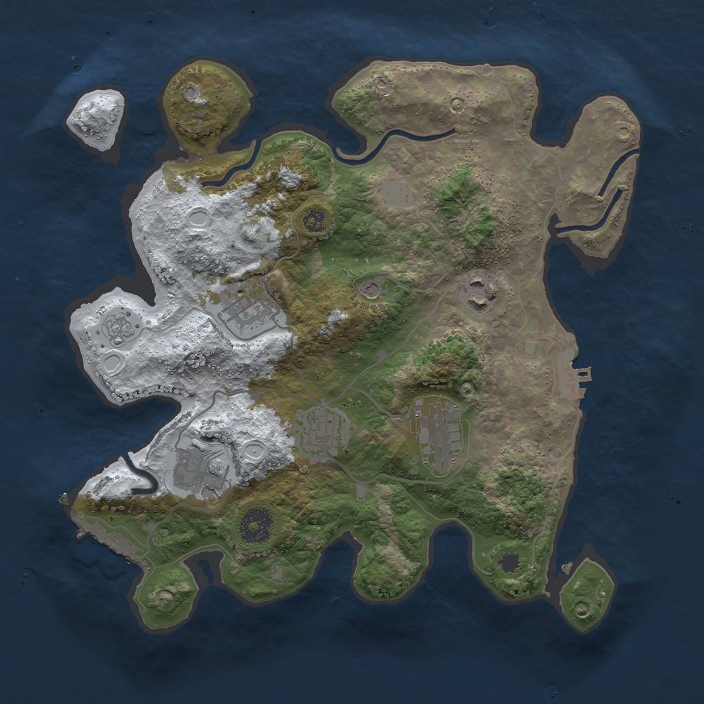 Rust Map: Procedural Map, Size: 3000, Seed: 2042916533, 14 Monuments