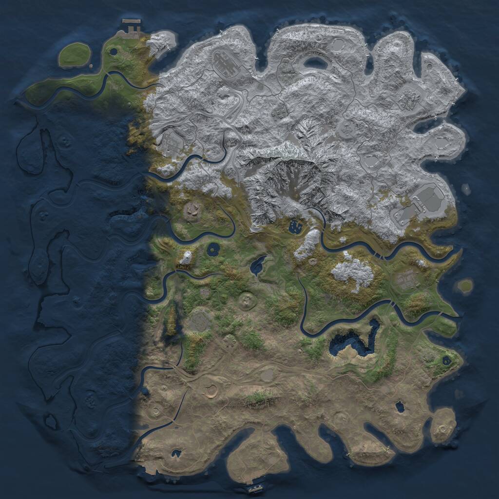 Rust Map: Procedural Map, Size: 5500, Seed: 912873, 16 Monuments