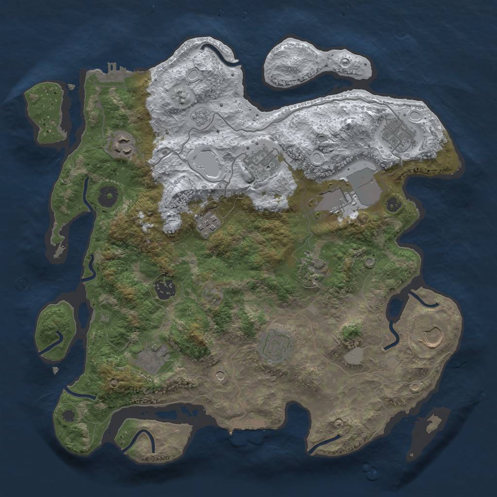 Rust Map: Procedural Map, Size: 3570, Seed: 2093755279, 19 Monuments