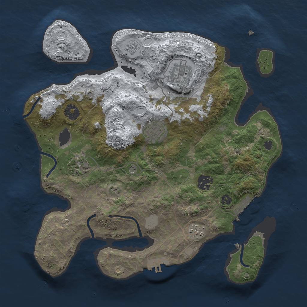 Rust Map: Procedural Map, Size: 3000, Seed: 2107721438, 14 Monuments